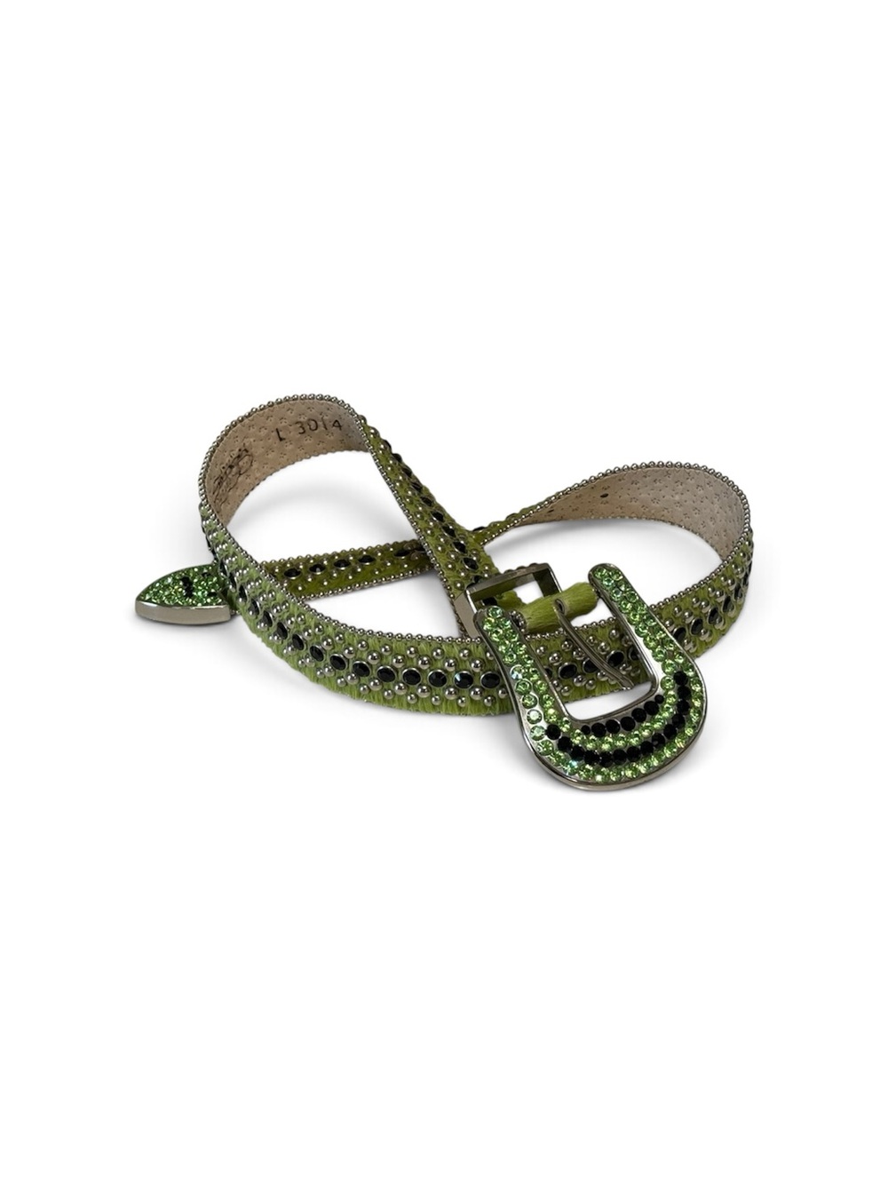B.B. Simon Lime Green Crystal Studded Women’s Belt